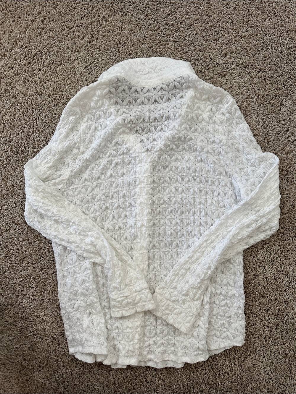 Adrianna Papell White Textured Lace Button-Up Collared Top. Size XL. - Picture 8 of 9